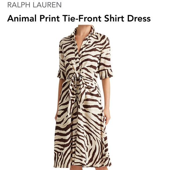 BRAND NEW RALPH LAUREN ANIMAL ORINT TIE FRONT SHIRT DRESS SZ 2 - Picture 1 of 2